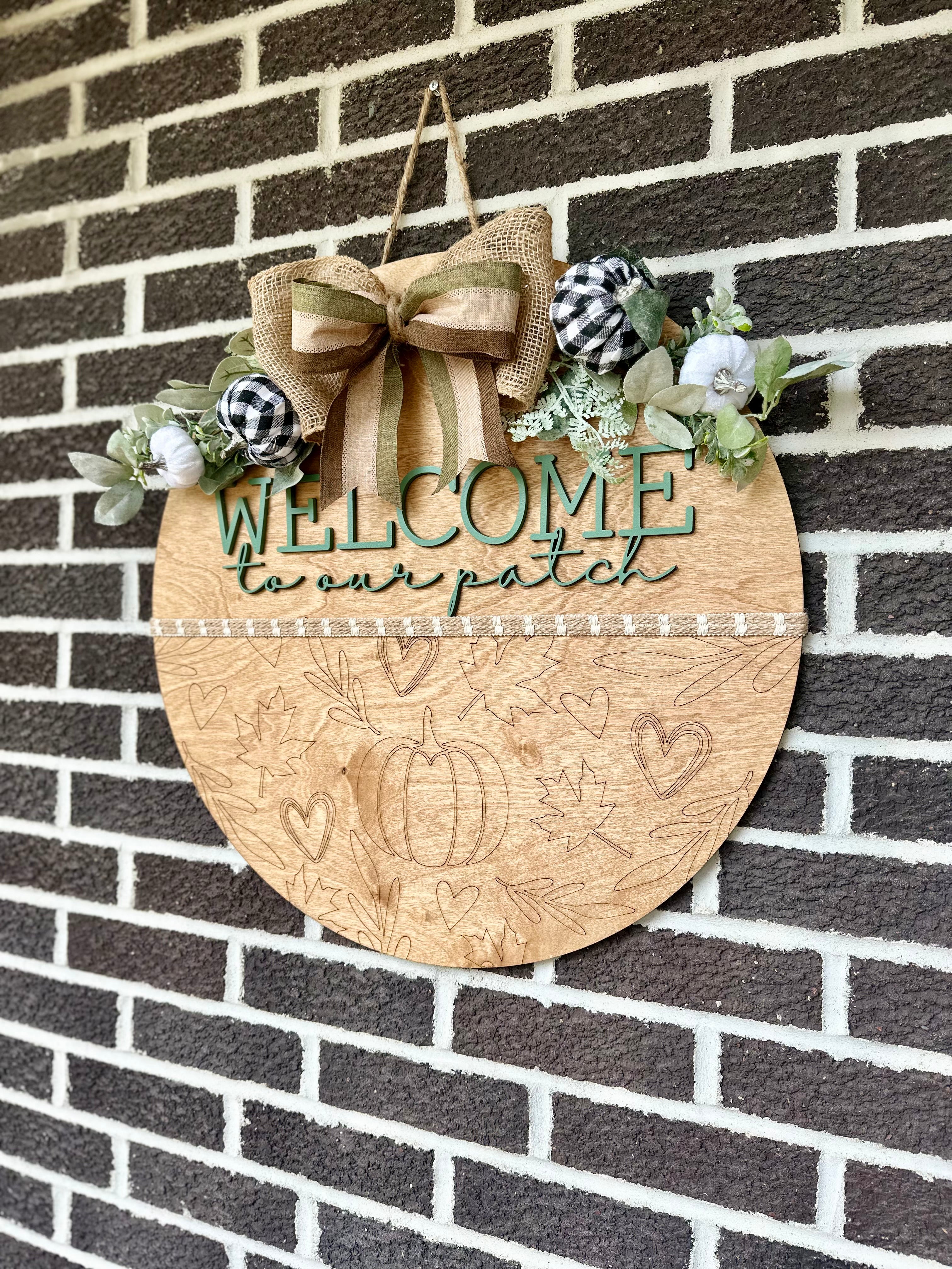 22" Welcome To Our Patch Door Hanger | Fall