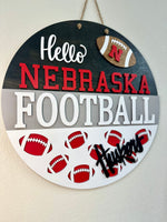 Load image into Gallery viewer, Hello (team) Football Door Hanger | Personalized | Custom
