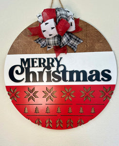 Merry Christmas Door Hanger | Red Sweater Bottom | Bow