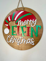 Load image into Gallery viewer, Merry Elfin&#39; Christmas Door Hanger
