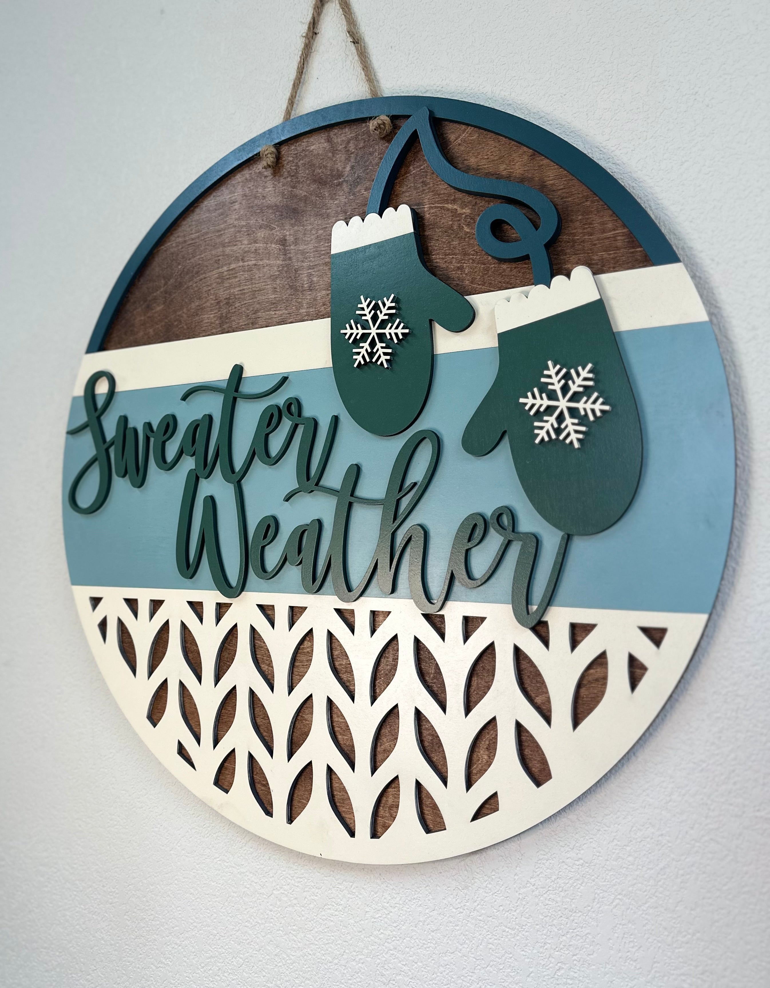 Sweater Weather Door Hanger | Winter | Mittens