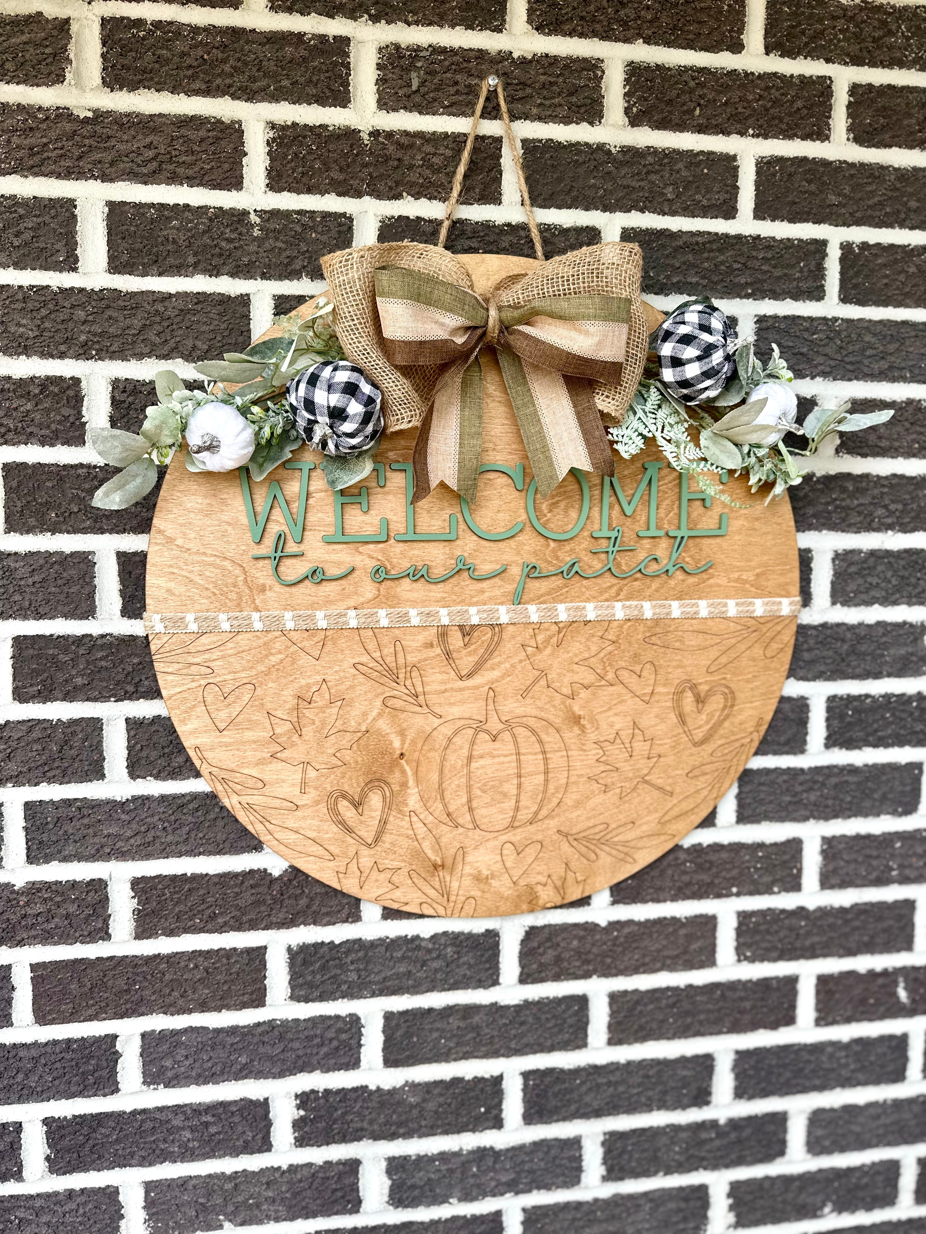 22" Welcome To Our Patch Door Hanger | Fall