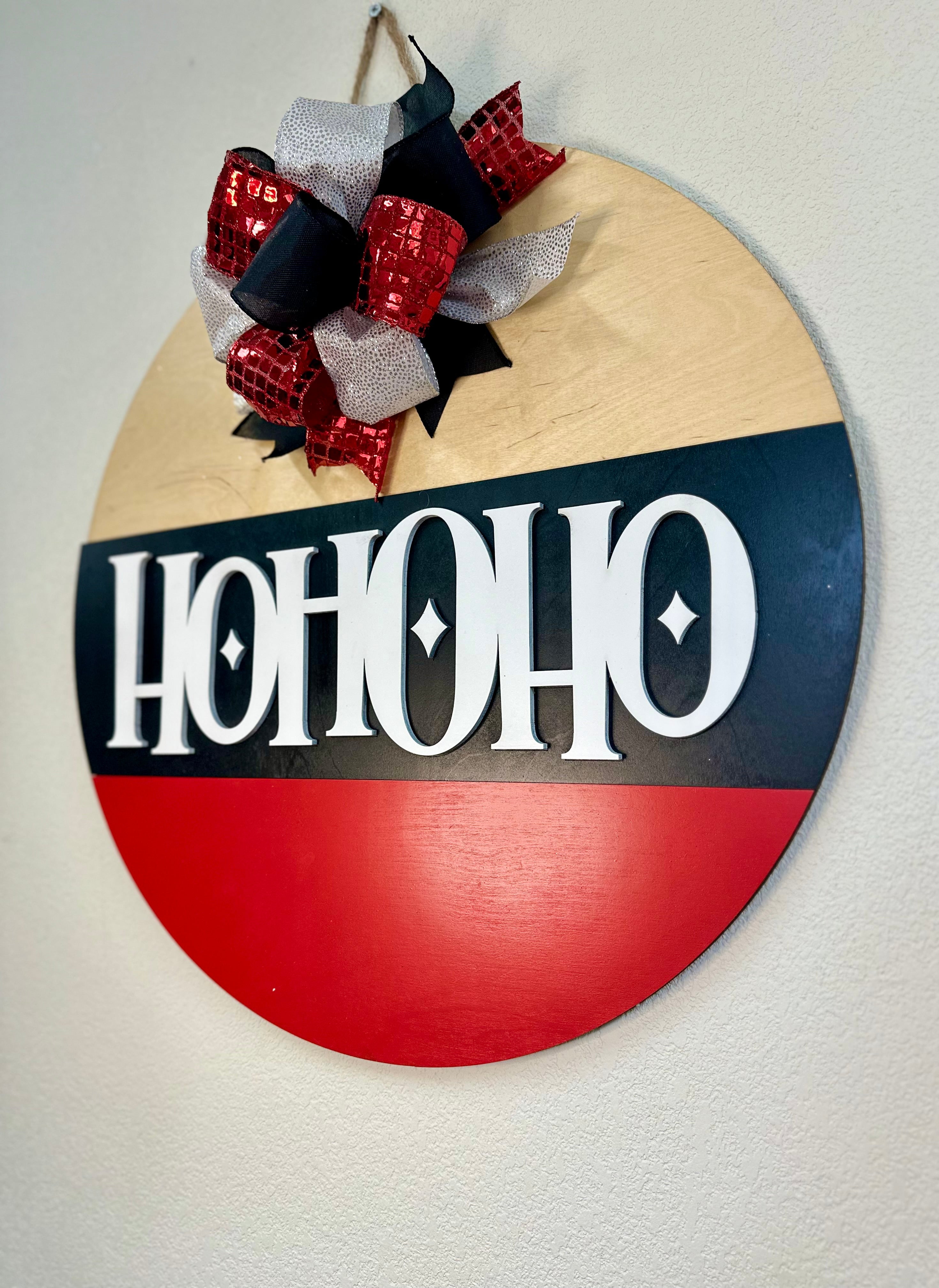 HOHOHO Door Hanger | Christmas | Santa | Bow