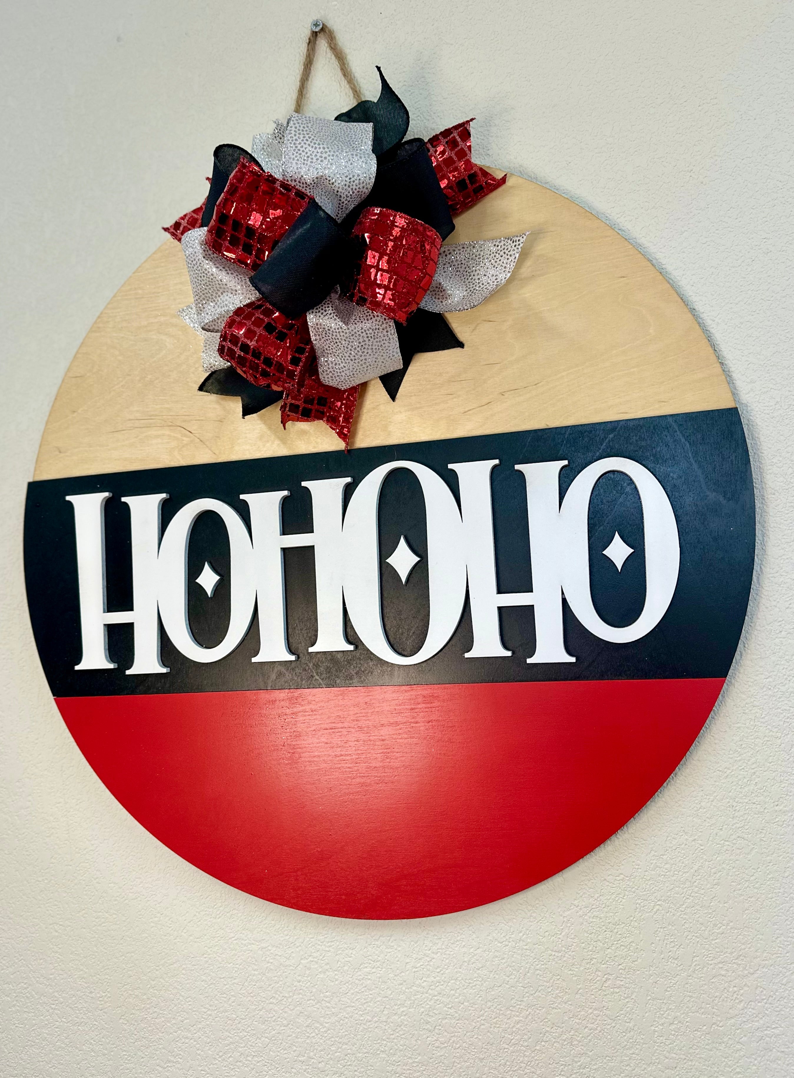 HOHOHO Door Hanger | Christmas | Santa | Bow