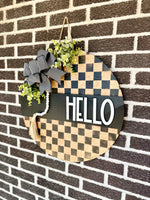 Load image into Gallery viewer, 22&quot; Hello | Checkered | Modern | Beads
