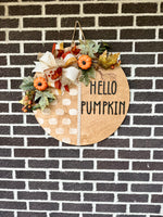 Load image into Gallery viewer, 22&quot; Hello Pumpkin Door Hanger | Pumpkin Side
