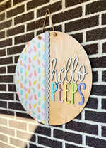 Load image into Gallery viewer, 22" Hello Peeps | Easter | Door Hanger
