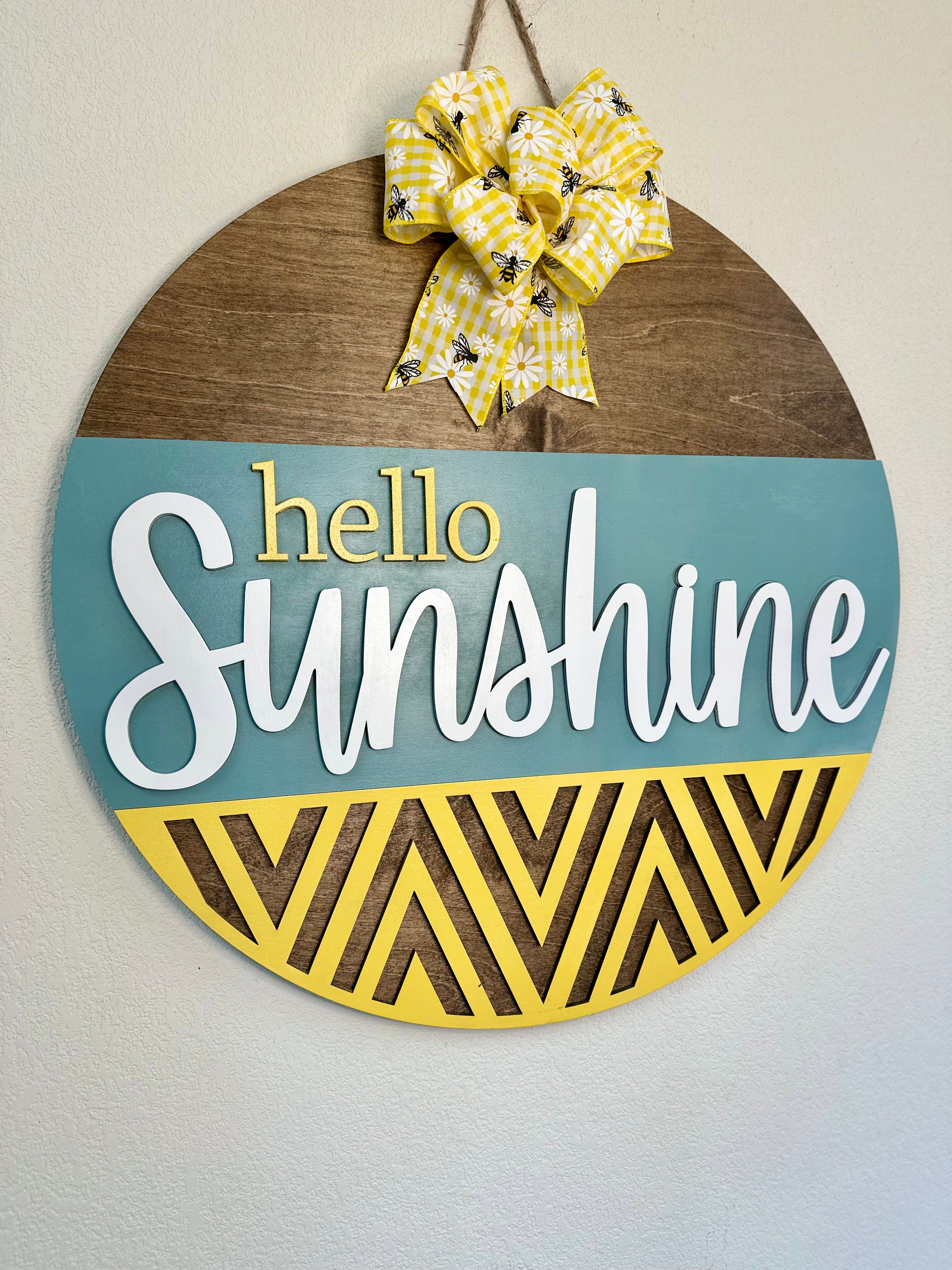 Hello Sunshine | Chevron Yellow Bottom | Door Hanger