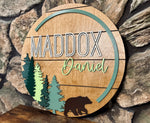 Load image into Gallery viewer, Forest | Wilderness Round Nursery Sign
