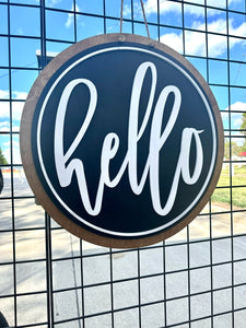 Hello Circle | Modern | Framed | Door Hangee