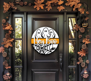 Hey Boo | Door Hanger | Ghosts | Halloween