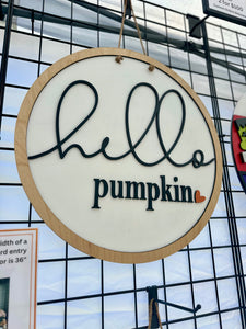 Hello Pumpkin Door Hanger | Framed