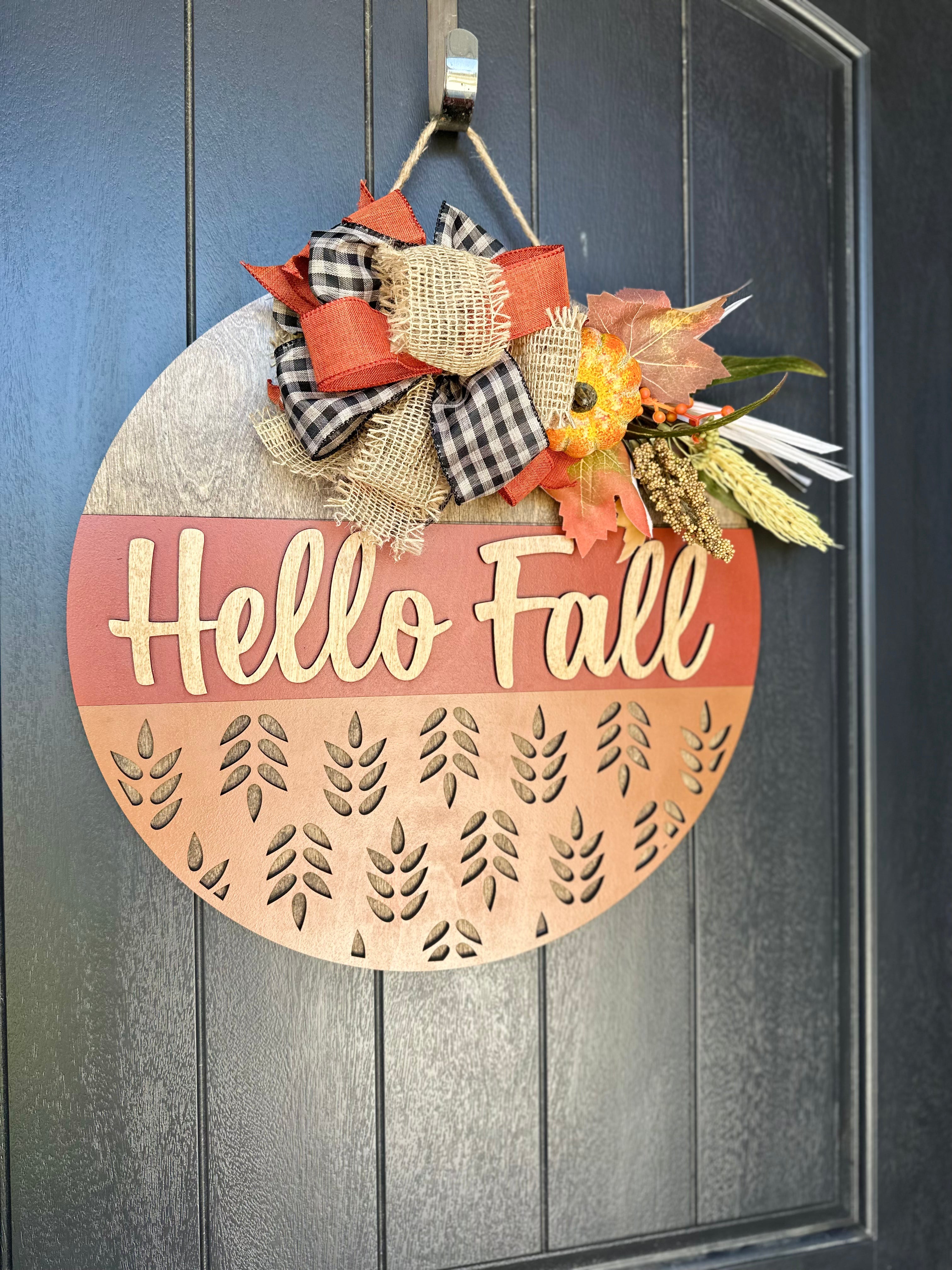 Hello Fall Wheat Bottom Door Hanger
