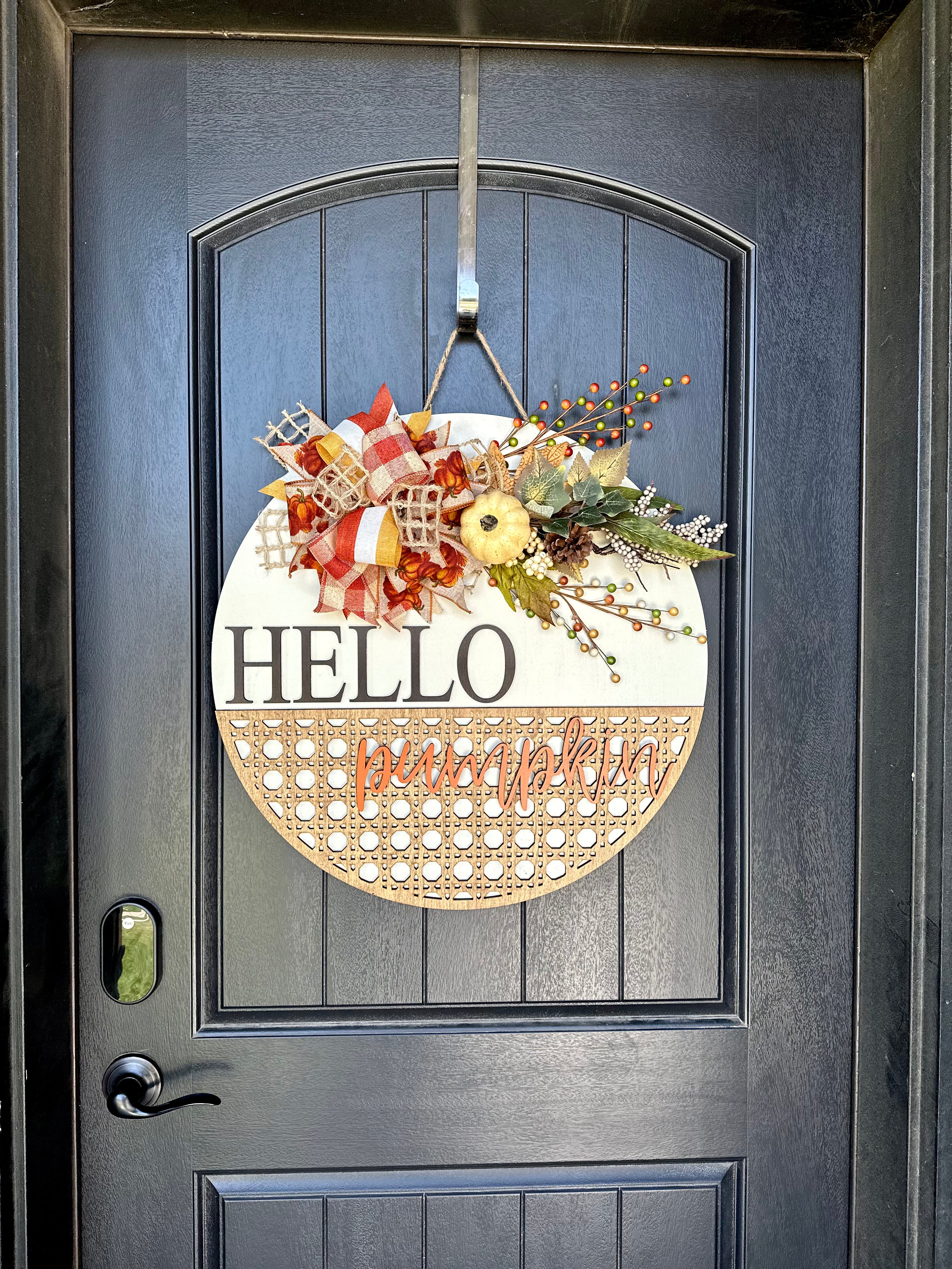 Hello Pumpkin Rattan Bottom Door Hanger