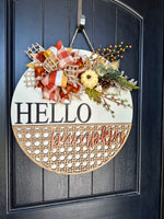 Load image into Gallery viewer, Hello Pumpkin Rattan Bottom Door Hanger 
