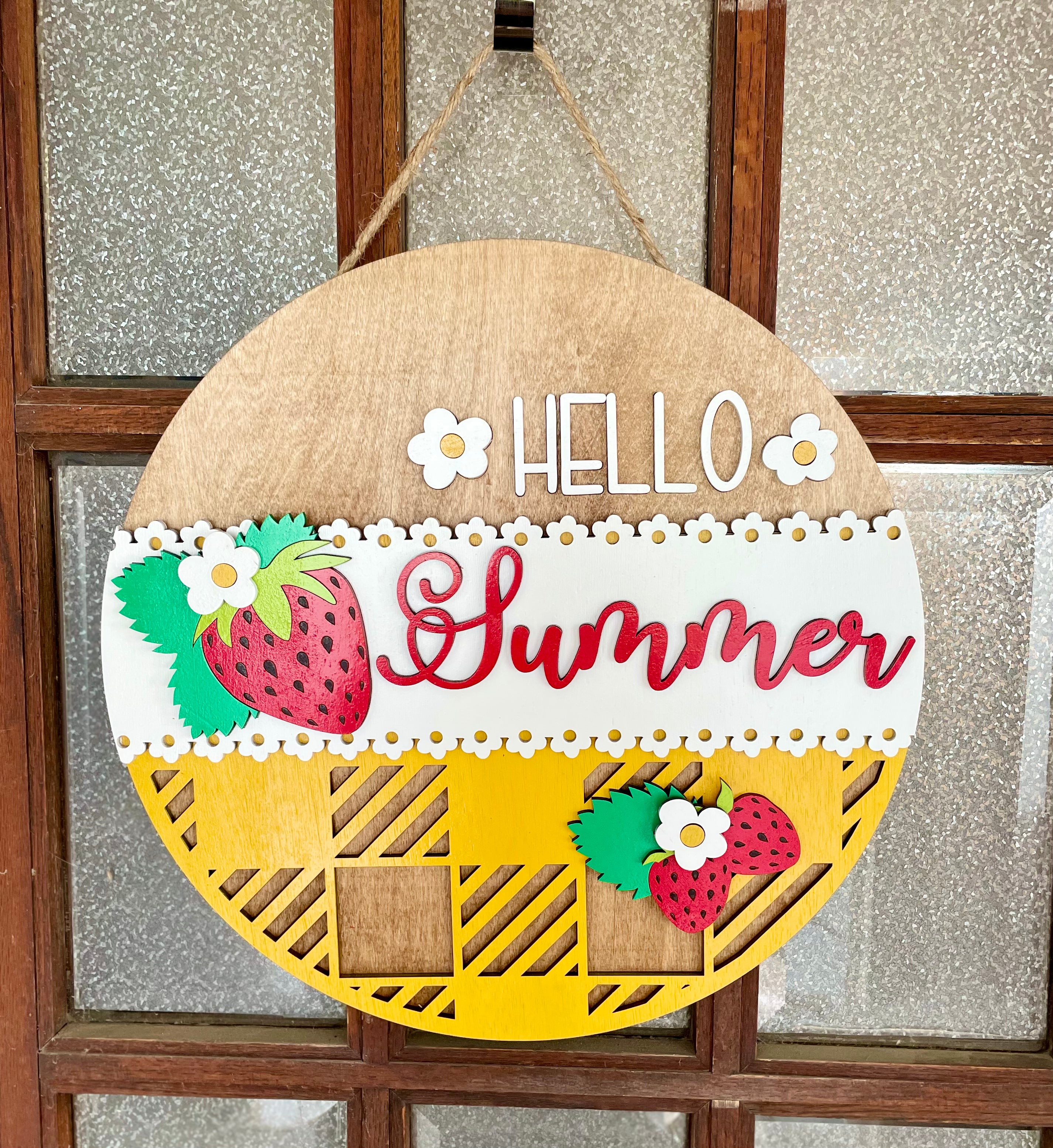 Hello Summer Strawberry Door Hanger 