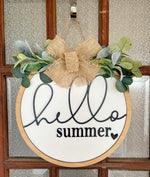 Load image into Gallery viewer, Hello Summer (burlap) Door Hanger 
