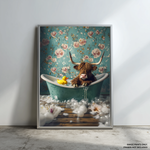 Load image into Gallery viewer, Highland Cow Bathtub Splash | Color | Canvas Print
