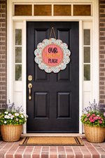 Load image into Gallery viewer, Our Happy Place | Scalloped Door Hanger
