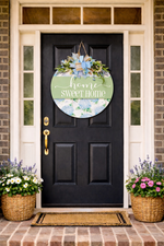 Load image into Gallery viewer, Home Sweet Home Door Hanger | Hydrangea Flowers
