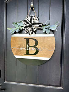 Initial with Welcome cut Through Door Hanger