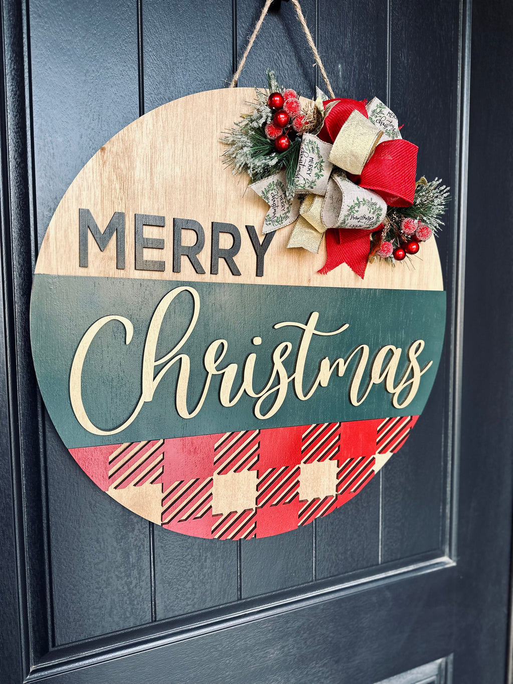 Merry Christmas Plaid Door Hanger 2