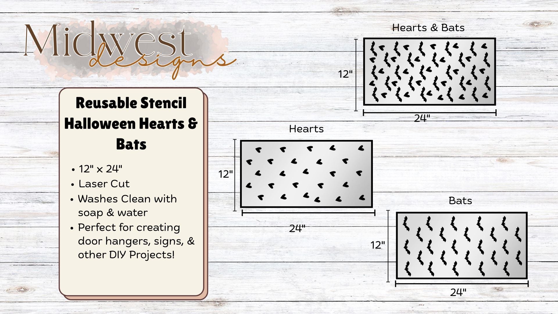 Halloween Hearts & Bats Stencils