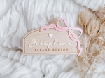 Load image into Gallery viewer, Newborn Personalized Announcement Sign | Modern Bow
