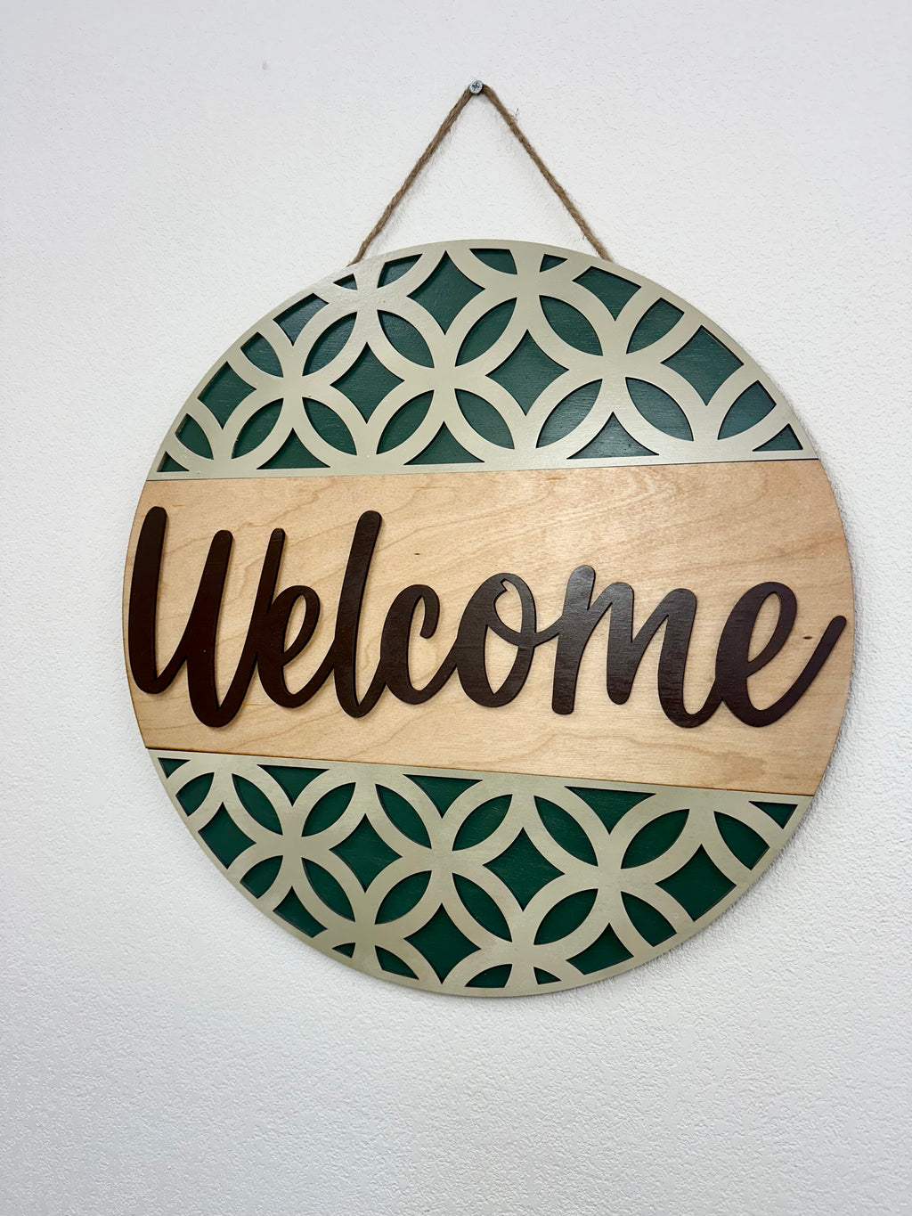 Welcome | Circles | Abstract | Green Door Hanger