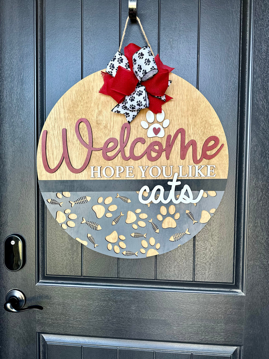 Welcome Hope You Like Cats Door Hanger