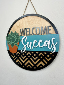 succulent door hanger Welcome Succas