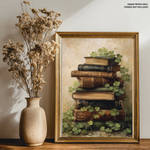 Load image into Gallery viewer, Books and Shamrock Clover | St. Patrick's Day | Canvas Print
