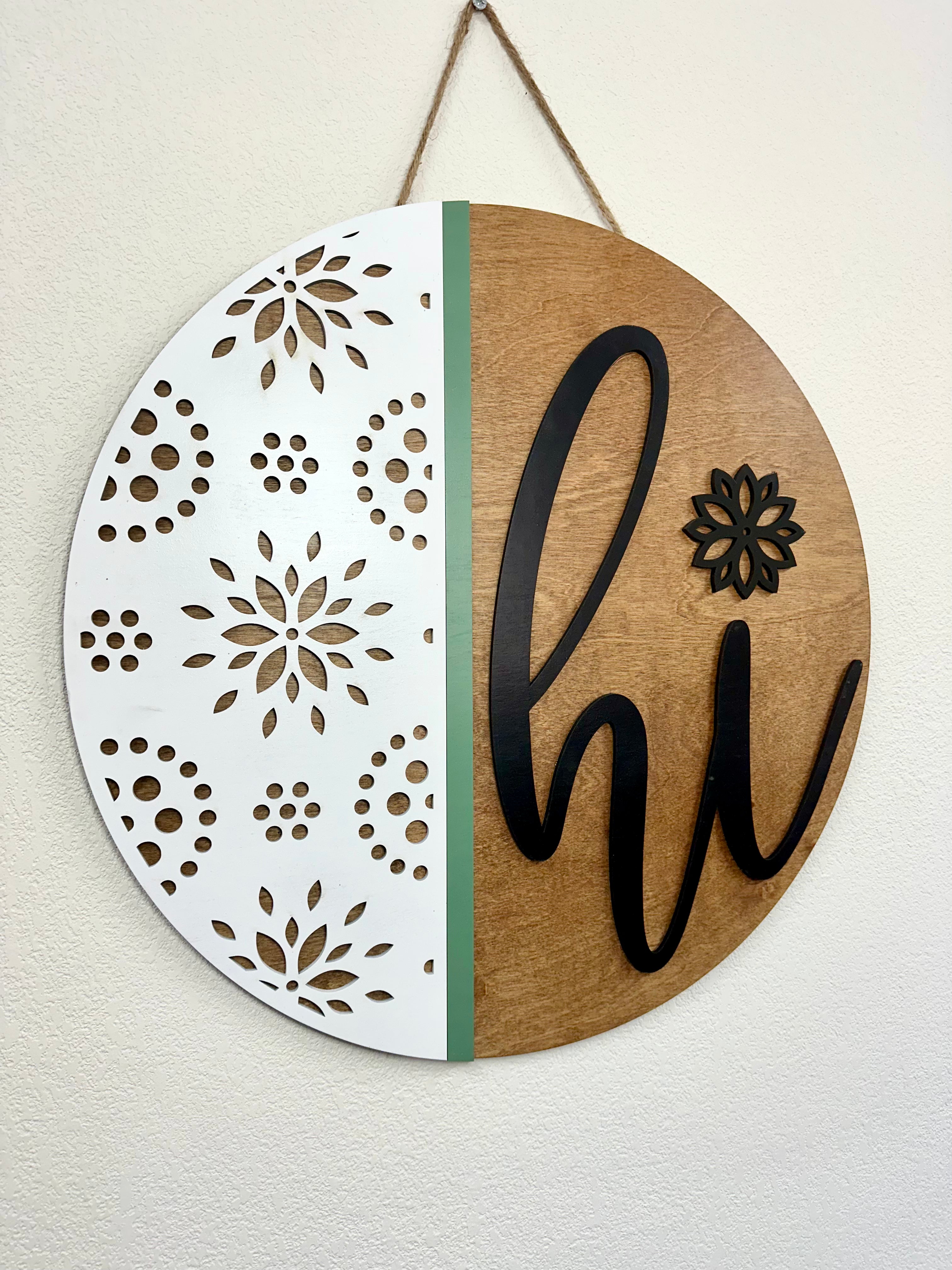 hi | Floral | Vintage Door Hanger