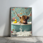 Load image into Gallery viewer, Highland Cow Bathtub Close Up | Color | Canvas Print
