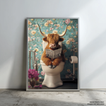 Load image into Gallery viewer, Highland Cow Toilet | Color | Canvas Print
