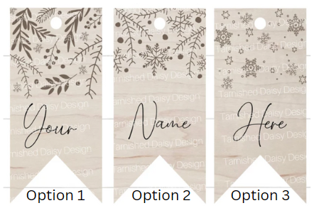 Personalized Engraved Pattern Gift/Stocking Tags | Bottom Cut