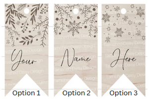 Personalized Engraved Pattern Gift/Stocking Tags | Bottom Cut