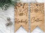 Load image into Gallery viewer, Personalized Engraved Pattern Gift/Stocking Tags | Bottom Cut

