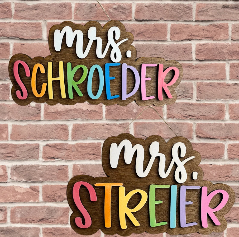 Teacher Name Sign | Outline Base