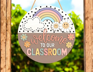 Welcome to our Classroom | Polka Dot & Rainbow | Door Hanger