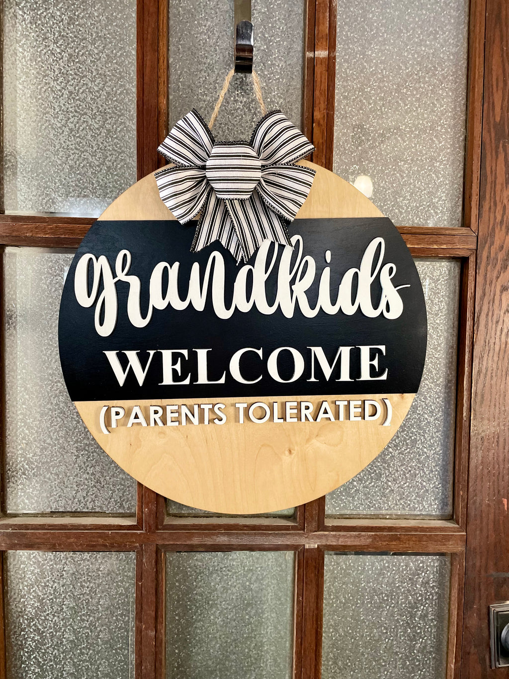 Grandkids Welcome Parents Tolerated Door Hanger