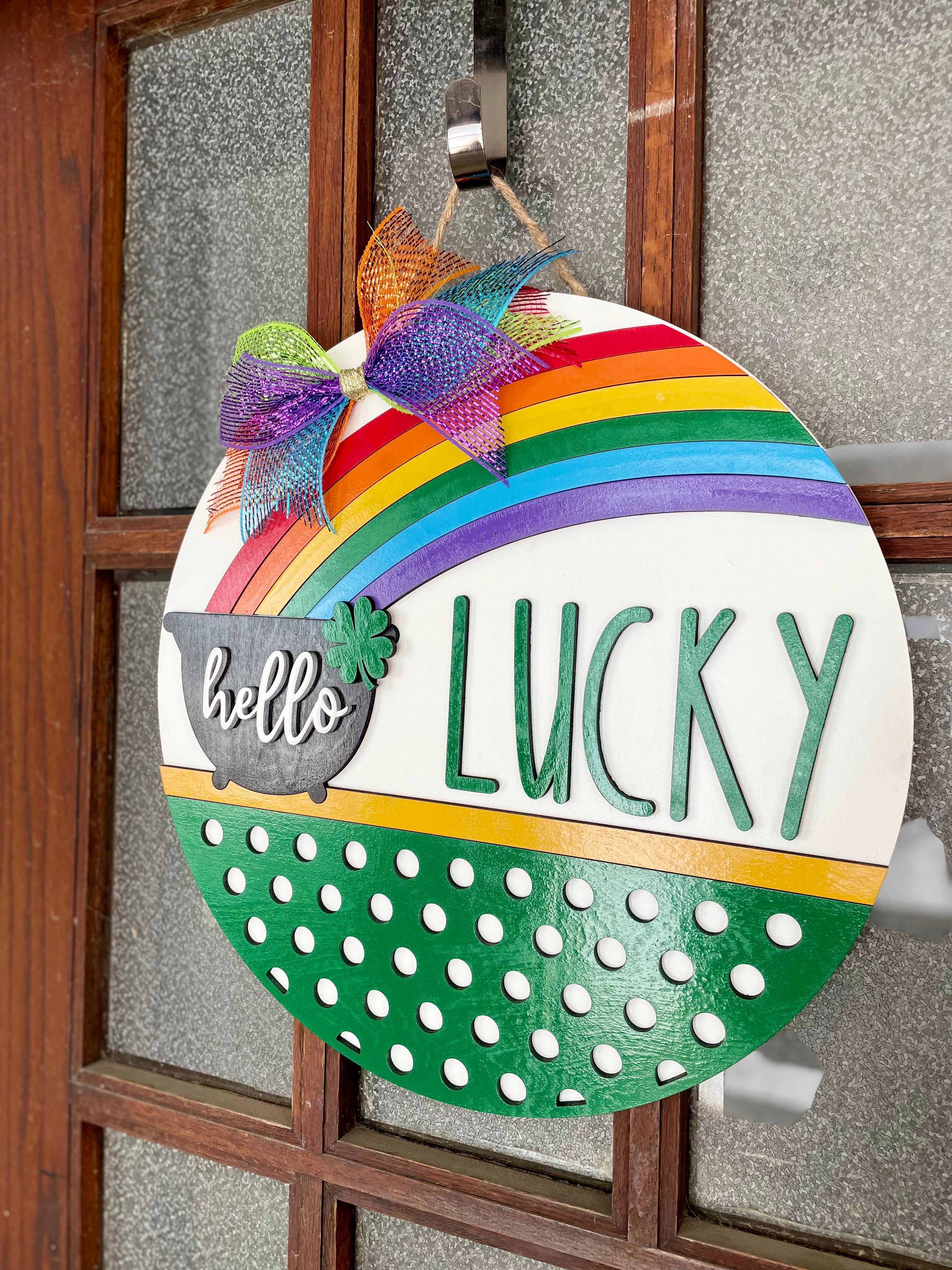 Hello Lucky St. Patricks Day Door Hanger